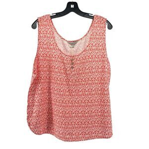 Hester & Orchard Linen Rayon Sleeveless Tank Top Large Coral Summer Boho NWT